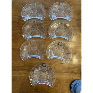 "Lalique France Cristal Chardon Thistle Plates Set of 7 – 6 w/ Original Labels"